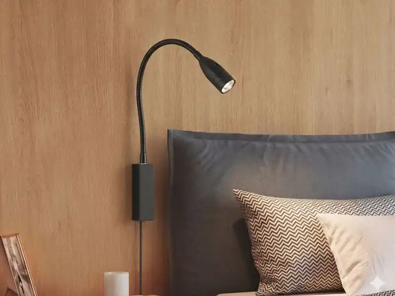 Fischer & Honsel LED Bettlampe STEN Schwarz mit Kabel und Stecker, Gestensteuerung, Breite 4cm Garantierte Lieferung
