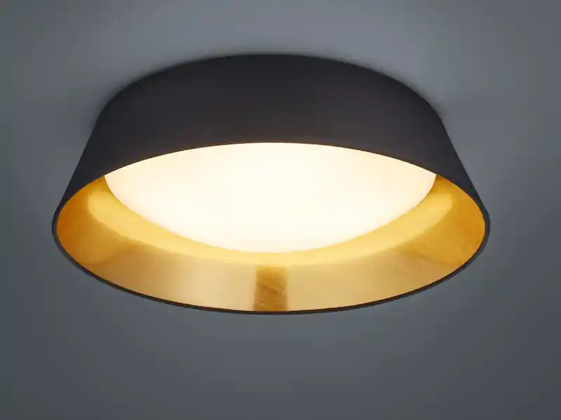 RL LIVE YOUR LIGHT LED Deckenleuchte PONTS mit Stofflampenschirm Schwarz Gold Ø 45cm Kostenloser Rückversand