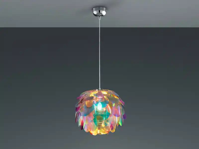 meineWunschleuchte Verspielte LED Pendelleuchte mit bunten Kunststoffblättern, Ø 40cm Angebot