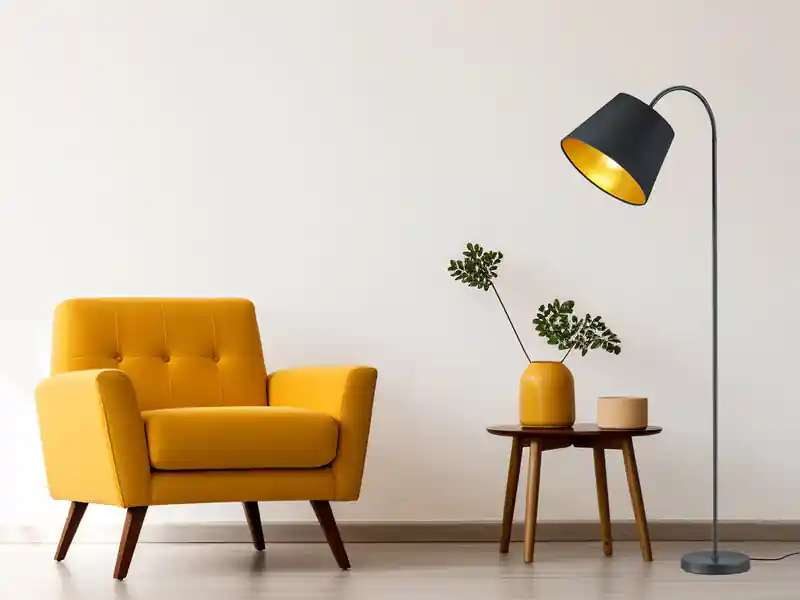 Mega-Angebot meineWunschleuchte Stehlampe LAUREA mit Flexarm & Stoff Lampenschirm Schwarz Gold, Höhe 156cm