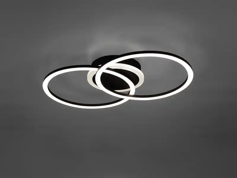 Neue Kollektion RL LIVE YOUR LIGHT LED Deckenleuchte VENIDA 2 Ringe Schwarz, dimmbar, Breite 50cm