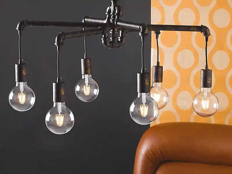 Beliebt LUCE Design Kronleuchter AMARCORD 6-flammig Wasserrohr Optik Rost, Ø 71cm