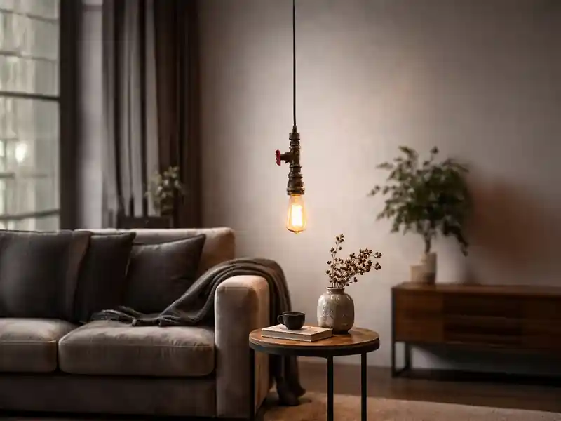 Kostenloser Versand LUCE Design Pendelleuchte AMARCORD 1-flammig in Wasserrohr Optik Rost, Ø12cm