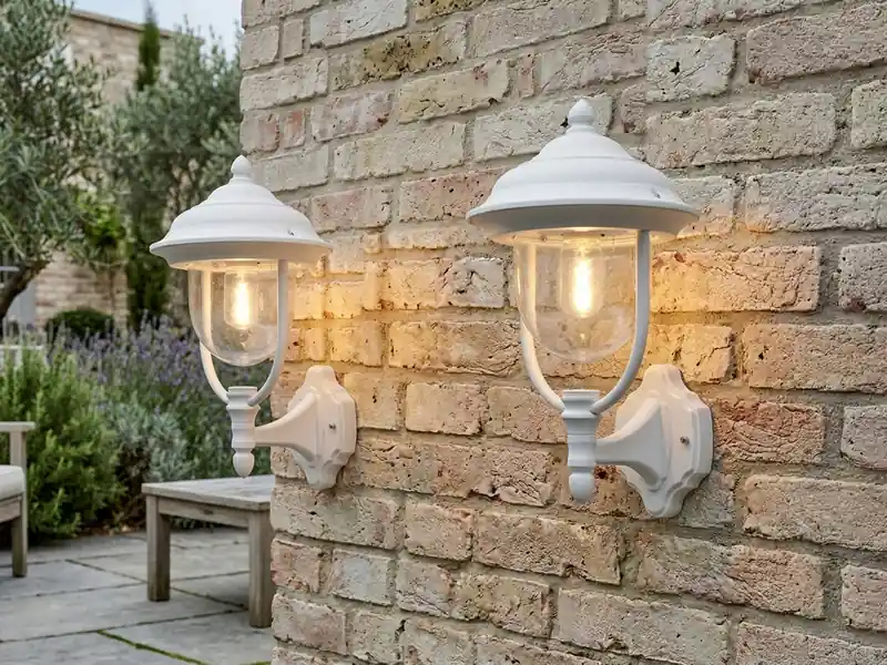 Knallerangebot Konstsmide 2er-Set stehende Wandleuchten PARMA, Aluminium weiß, E27, IP43