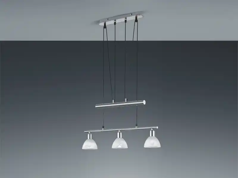 Bestseller Trio Leuchten LED Pendelleuchte LEVISTO Silber 3-flammig höhenverstellbar bis 160cm, B: 60cm