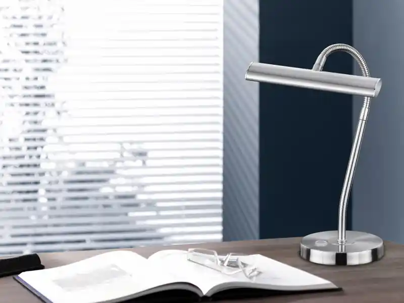 Trio Leuchten Flexible LED Schreibtischleuchte CURTIS Silber matt, 4-Stufen Dimmer Sonderangebot