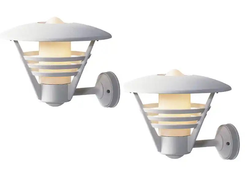 Preis Gesenkt Konstsmide 2er Set Außenwandleuchte, Laterne GEMINI weiß / Opalglas, Hausbeleuchtung modern