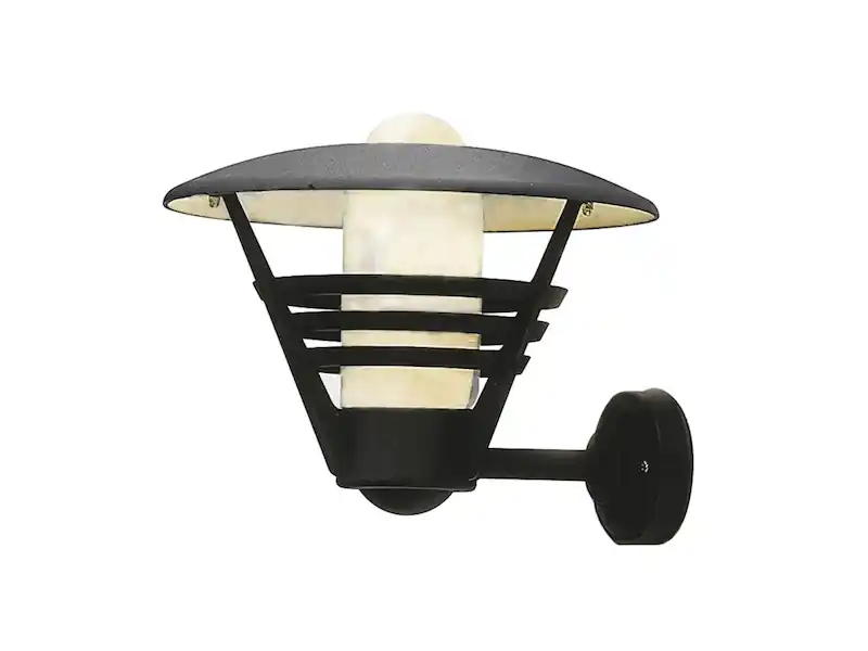Konstsmide Außenwandleuchte / Laterne GEMINI, Alu schwarz, Opalglas, Hausbeleuchtung modern Highlight