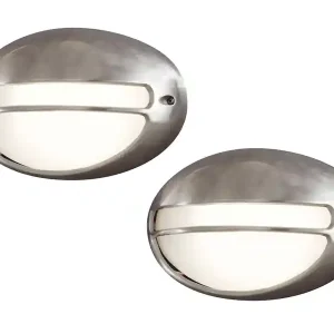 Abverkauf Konstsmide 2er Set dimmbare Außenwandleuchte TORINO oval, Aluminium / Acrylglas opal
