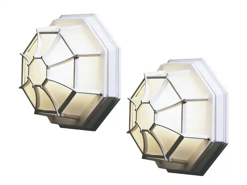 Konstsmide 2er Set Außenleuchte Ø27cm, Wandleuchte Deckenleuchte weiß / Acrylglas gefrostet Preisknaller