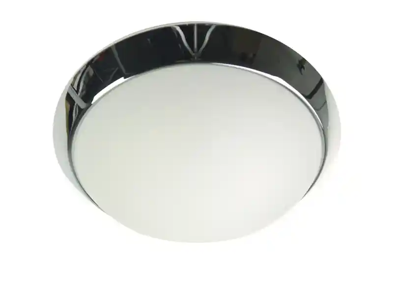 Abverkauf Niermann Deckenleuchte / Deckenschale rund, Opalglas matt, Dekorring Chrom, Ø 30cm