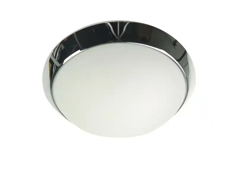 Echt Niermann LED Deckenleuchte / Deckenschale rund, Opalglas matt, Dekorring Chrom, Ø 25cm