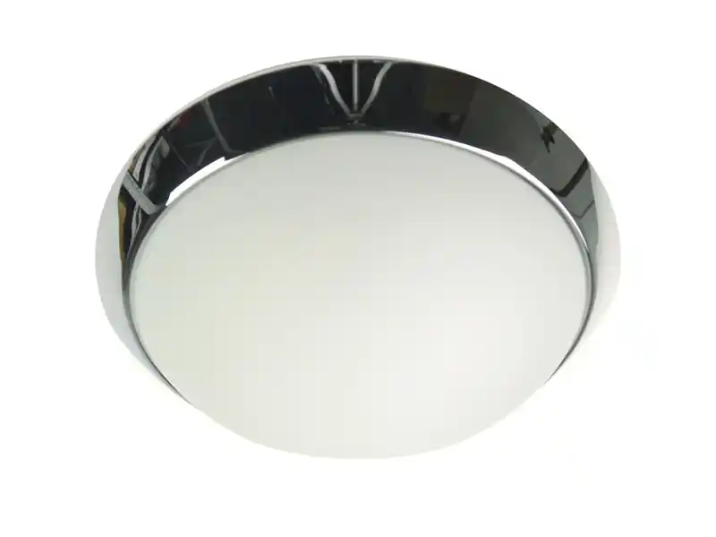 Niermann LED Deckenleuchte / Deckenschale rund, Opalglas matt, Dekorring Chrom, Ø 45cm Neue Ware