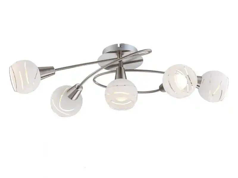 Gratis Versand Globo Deckenleuchte ELLIOTT 5-flammig, Glasschirme satiniert, Breite 62cm