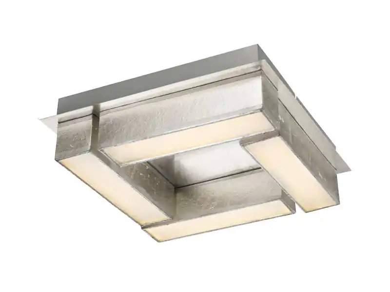 Rabatt Globo Ausgefallene LED Deckenleuchte PACO Textil Silber Metallic, Quadrat 30cm
