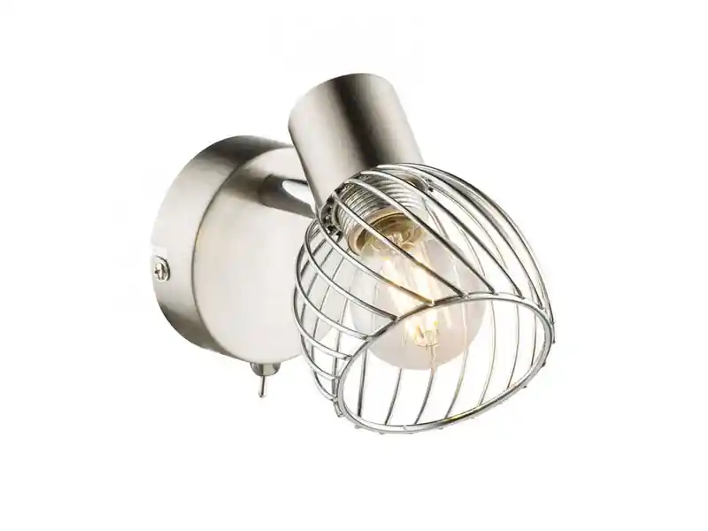 Globo Wandstrahler TEXAS Silber matt mit Schalter und Gitterschirm, Breite 8cm Saisonangebot