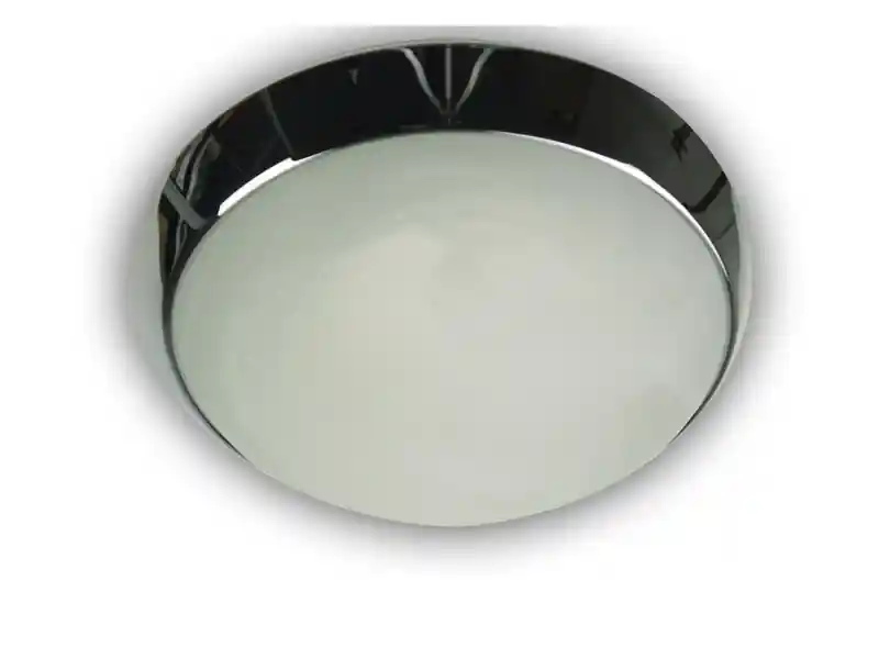 Expressversand Niermann LED-Deckenleuchte rund, Glas Alabaster, Dekorring Chrom, Ø 25cm