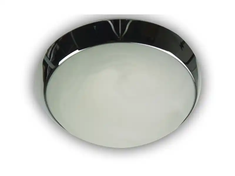 Super-Preis Niermann LED Deckenleuchte / Deckenschale rund, Glas Alabaster, Dekorring Chrom, Ø 30cm