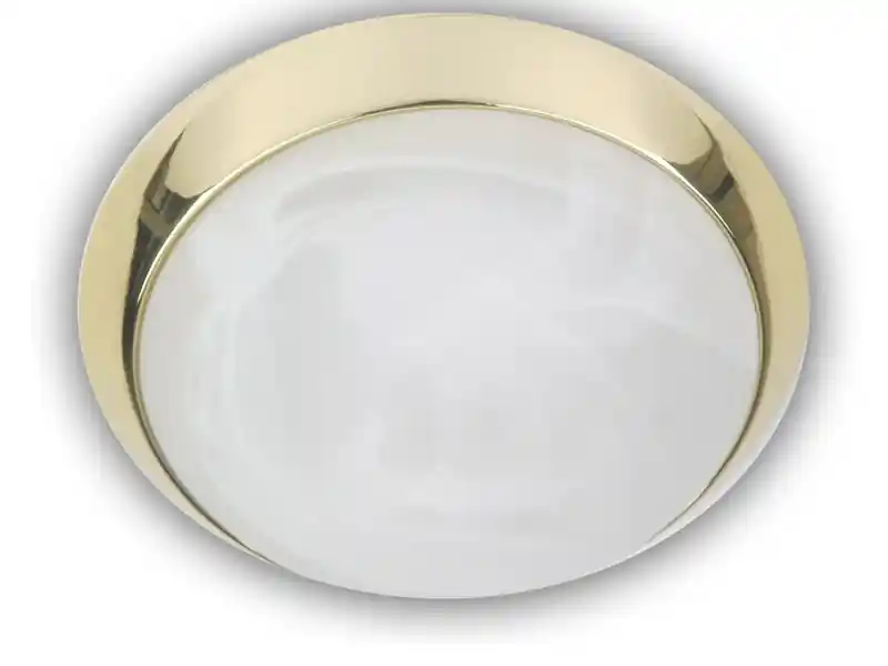 Niermann Deckenleuchte rund, Glas Alabaster, Dekorring Messing poliert, Ø 35cm Must-Have