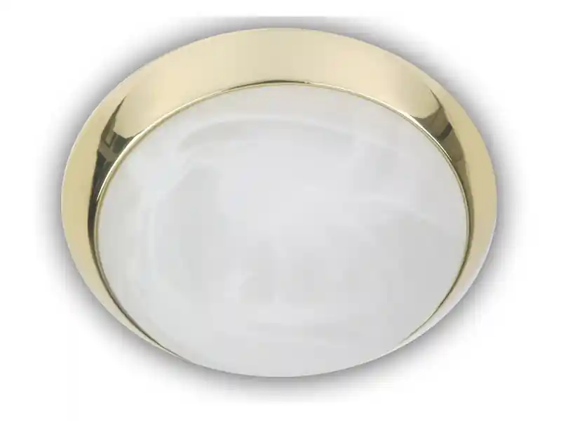 Niermann Deckenleuchte rund, Glas Alabaster, Dekorring Messing poliert, Ø 40cm Kracherpreis