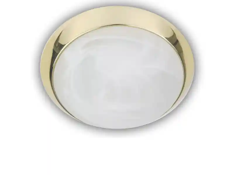 Niermann LED-Deckenleuchte rund, Glas Alabaster, Dekorring Messing poliert, Ø 25cm Bestpreis