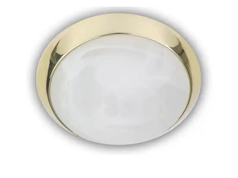 Nur Für Kurze Zeit Niermann LED-Deckenleuchte rund, Glas Alabaster, Dekorring Messing poliert, Ø 30cm