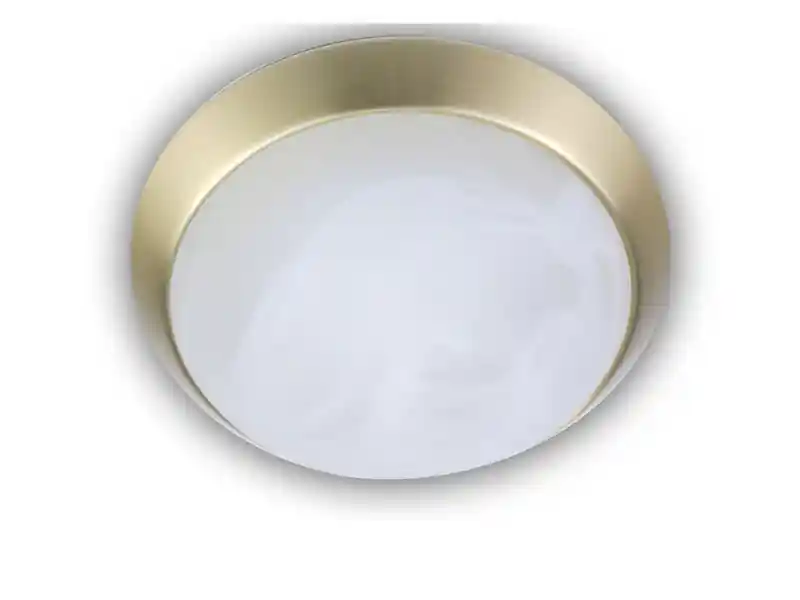 Preisknaller Niermann LED-Deckenleuchte rund, Glas Alabaster, Dekorring Messing matt, Ø 25cm