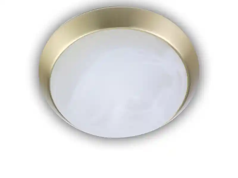 Direktkauf Niermann LED-Deckenleuchte rund, Glas Alabaster, Dekorring Messing matt, Ø 35cm