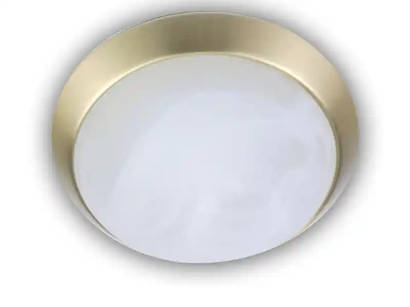Niermann Deckenleuchte rund, Glas Alabaster, Dekorring Messing matt, Ø 40cm Abverkauf