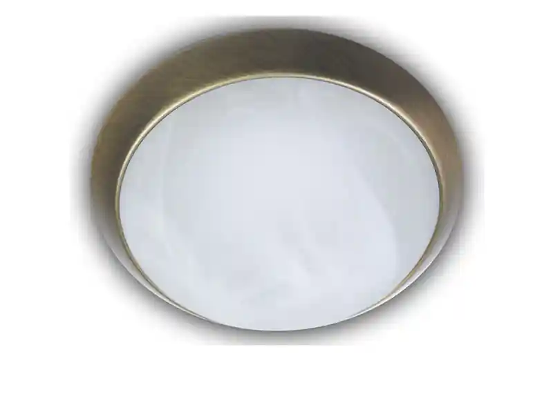 Kracherpreis Niermann LED-Deckenleuchte rund, Glas Alabaster, Dekorring Altmessing, Ø 30cm