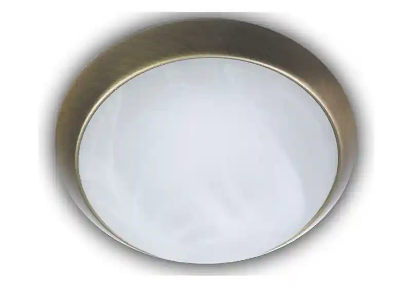 Niermann Deckenleuchte rund, Glas Alabaster, Dekorring Altmessing, Ø 35cm Kracherpreis