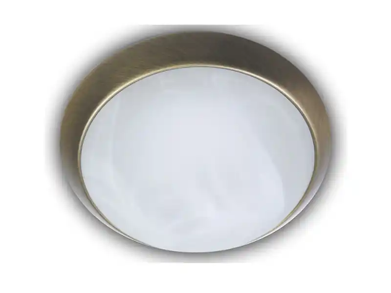 Niermann LED Deckenleuchte rund, Glas Alabaster, Dekorring Altmessing, Ø 30cm Sonderaktion