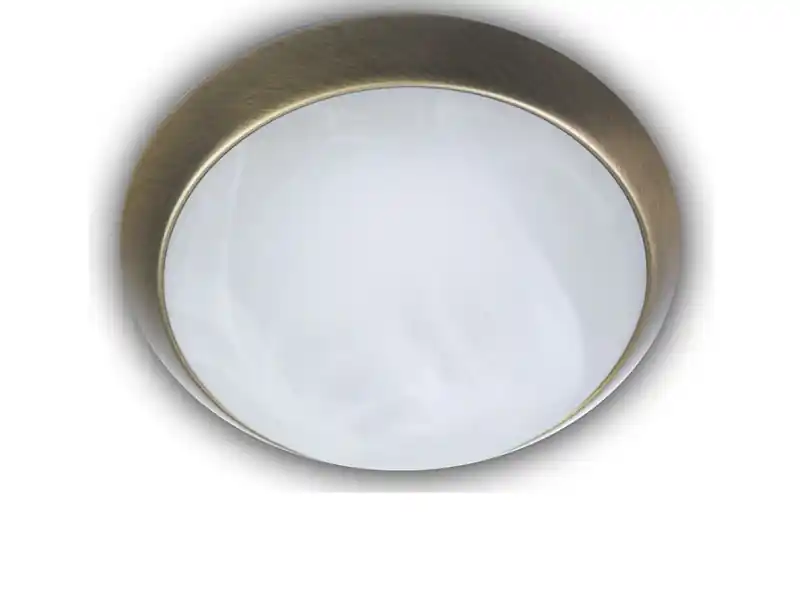 Begrenztes Angebot Niermann LED Deckenleuchte rund, Glas Alabaster, Dekorring Altmessing, Ø 35cm