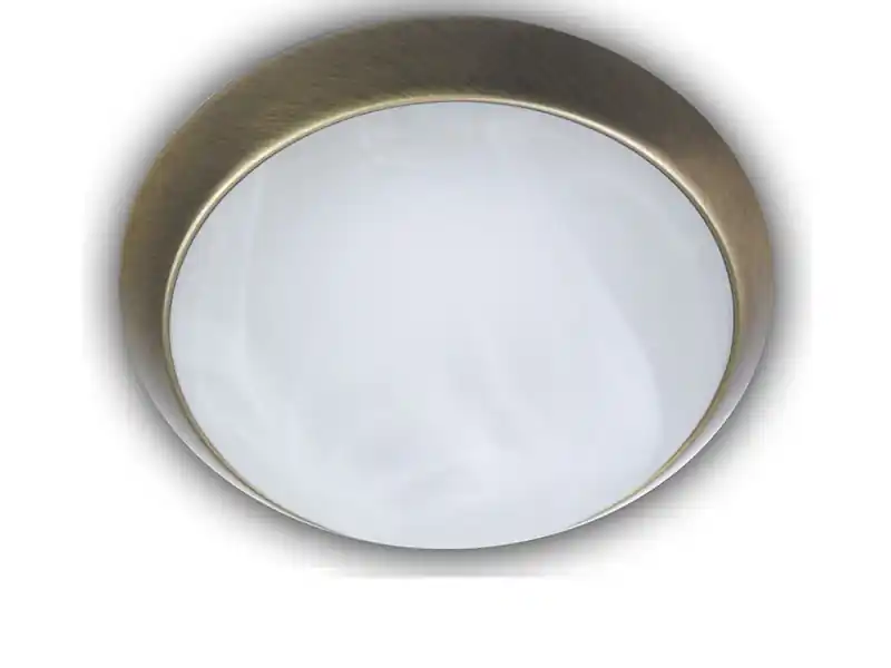 Finale Aktion Niermann LED Deckenleuchte rund, Glas Alabaster, Dekorring Altmessing, Ø 40cm