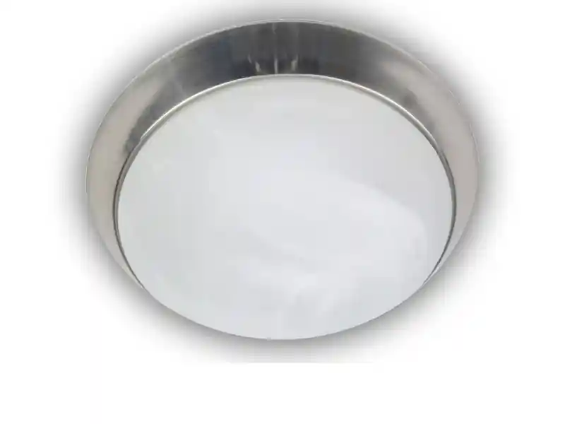 Niermann LED-Deckenleuchte rund, Glas Alabaster, Dekorring Nickel matt, Ø 35cm Günstig