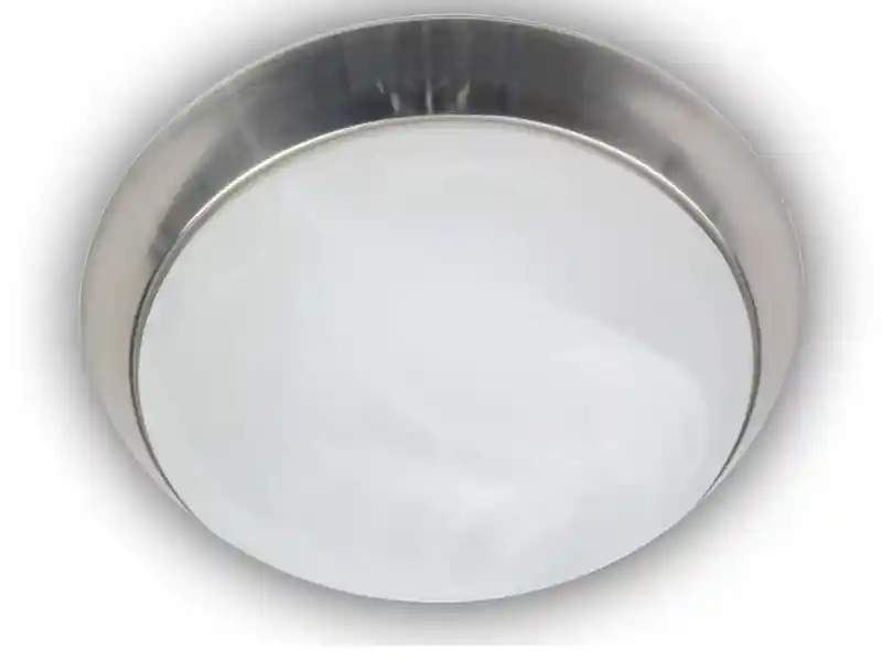 Neue Kollektion Niermann Deckenleuchte rund, Glas Alabaster, Dekorring Silber matt, Ø 40cm
