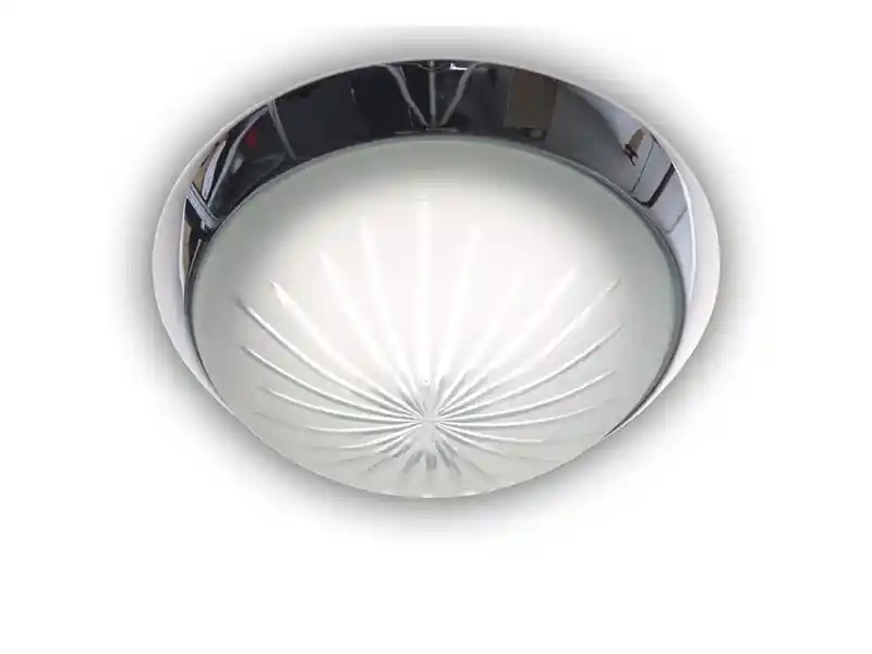 Wochenendangebot Niermann LED-Deckenleuchte rund, Schliffglas satiniert, Dekorring Chrom, Ø 25cm