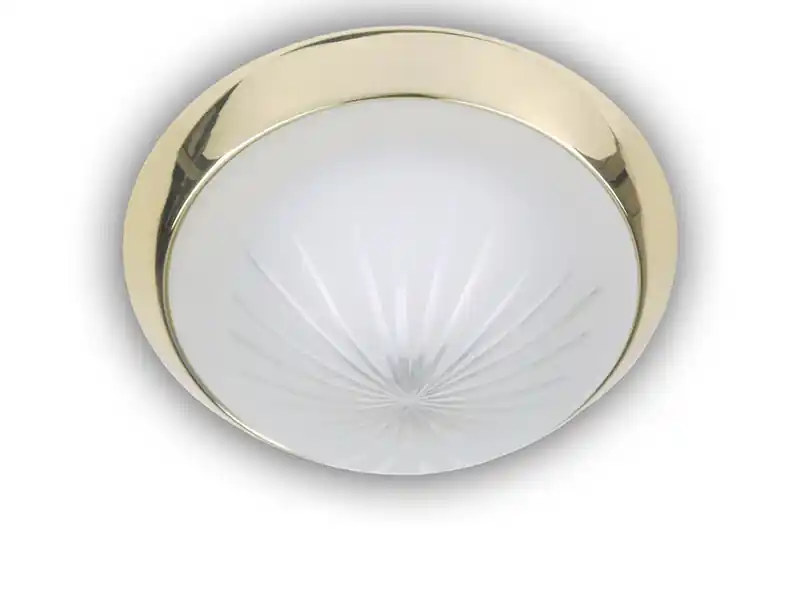 Must-Have Niermann LED Deckenleuchte rund, Schliffglas satiniert, Dekorring Messing poliert, Ø 35cm
