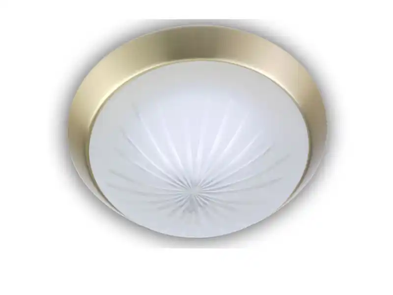 Niermann LED Deckenleuchte rund, Schliffglas satiniert, Dekorring Messing matt, Ø 35cm Saisonangebot