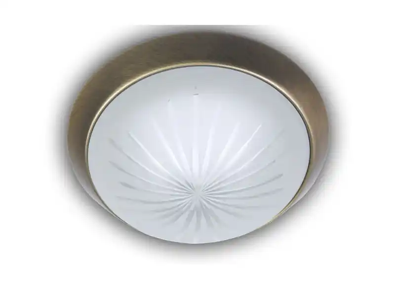 Niermann LED-Deckenleuchte rund, Schliffglas satiniert, Dekorring Altmessing, Ø 35cm Zertifiziert
