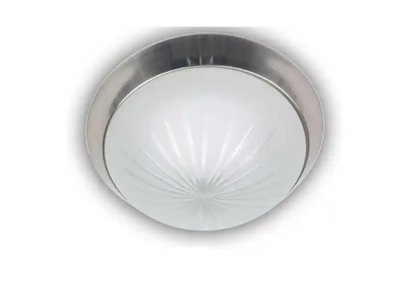 Abverkauf Niermann LED-Deckenleuchte rund, Schliffglas satiniert, Dekorring Nickel matt, Ø 25cm