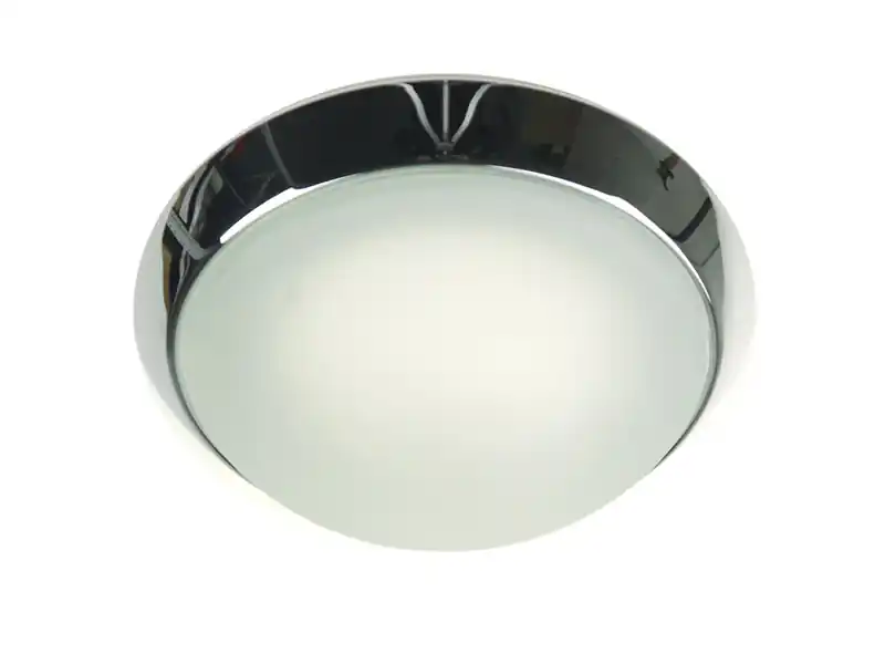 Niermann LED Deckenleuchte rund, Glas satiniert mit Klarrand, Dekorring Chrom, Ø 25cm Preisknaller