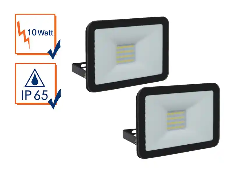 meineWunschleuchte 10 Watt LED Strahler ALU, 2er SET 5000 Kelvin Neutralweiß, IP65, 9x12cm Bestpreis