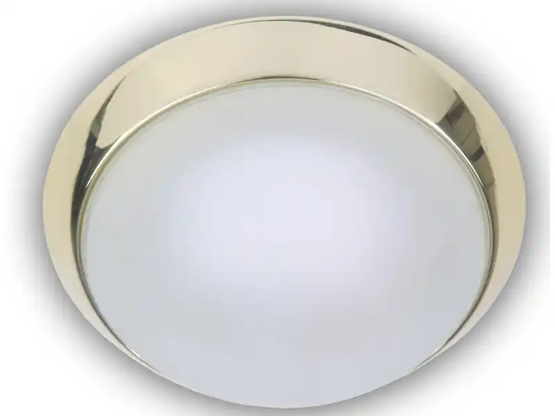 Niermann Deckenleuchte, Glas Weiß mit Klarrand, Dekorring Messing poliert, Ø 25cm Aktuell