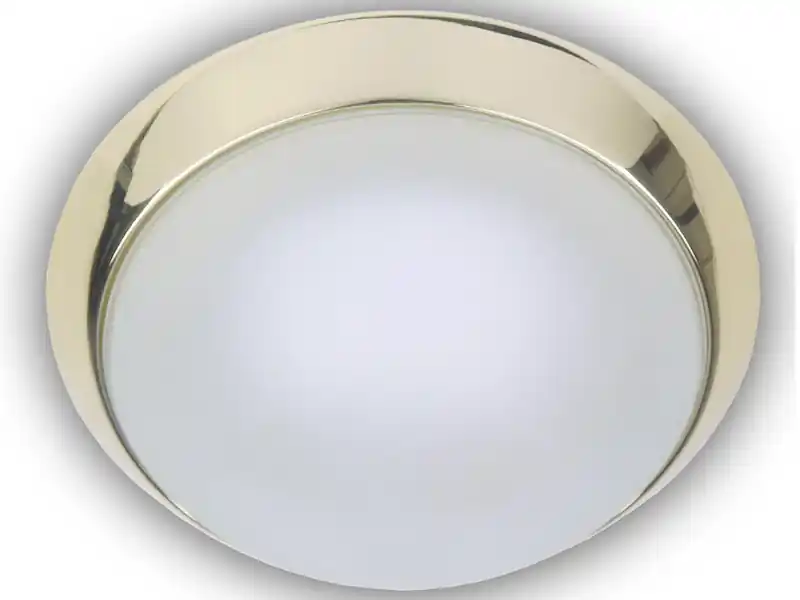 Niermann Deckenleuchte, Glas Weiß mit Klarrand, Dekorring Messing poliert, Ø 30cm Angebot