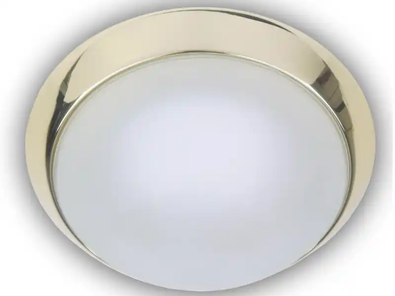 Niermann Deckenleuchte, Glas Weiß mit Klarrand, Dekorring Messing poliert, Ø 40cm Knallerangebot