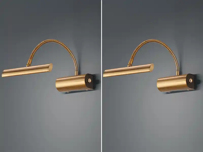 meineWunschleuchte LED Bilderleuchte im 2er Set in Altmessing mit Flexarm & Drehdimmer Nur Für Kurze Zeit