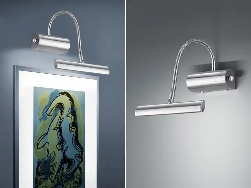 Trio Leuchten Flexible LED Wandleuchte / Bilderleuchte CURTIS Silber matt, Drehdimmer Letzte Chance