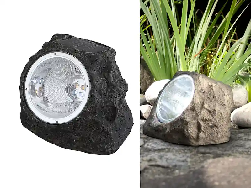 Globo LED Gartendeko Solarleuchte in Steinoptik aus grauem Kunststoff Markenprodukt
