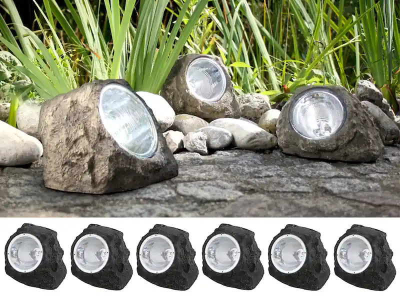 Kracherpreis Globo LED DEKO Solarsteine für den Garten & Außenbereich - 6er SET, grau